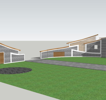 美丽乡村新中式景墙sketchup模型下载